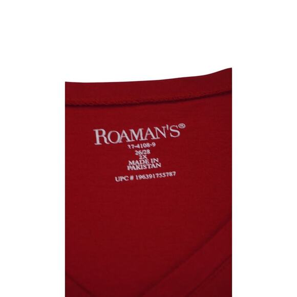 Women's Roaman's Red Cotton T-Shirt - Size 2X - Picture 4 of 4